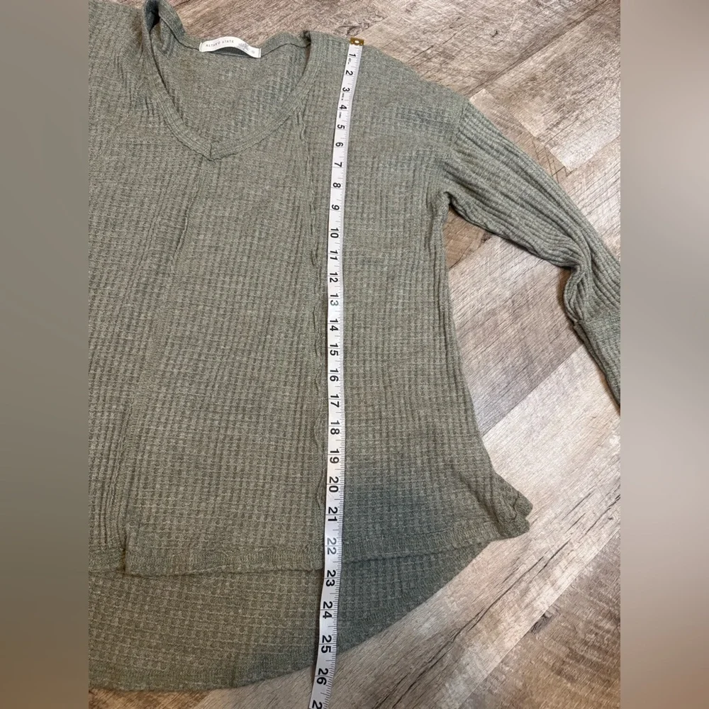 Altar'd State Sage Waffle Knit Lightweight T/Sweater